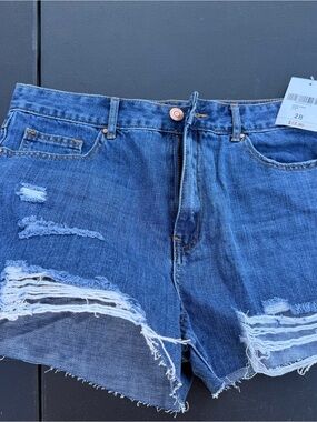 Forever 21 Distressed Blue Denim Jean Shorts